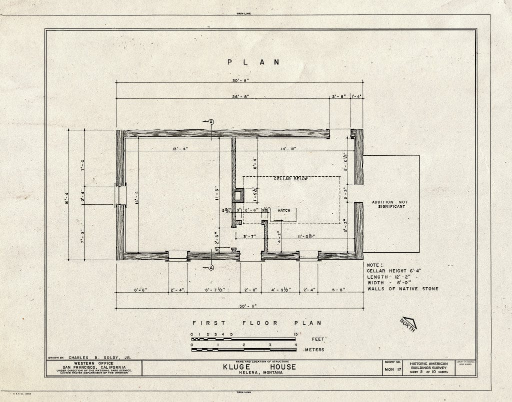 Historic Pictoric : Blueprint HABS Mont,25-HEL,1- (Sheet 2 of 10) - Kluge House, 540 West Main Street, Helena, Lewis and Clark County, MT