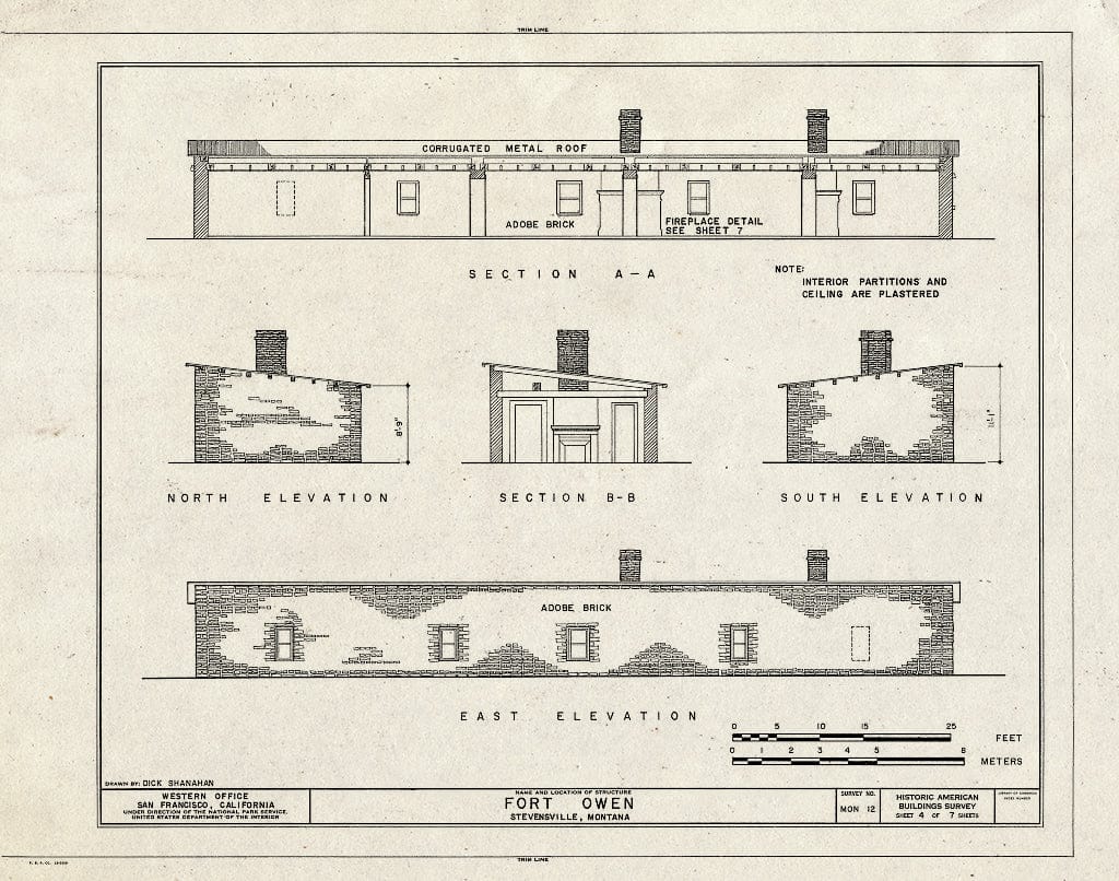 Historic Pictoric : Blueprint HABS Mont,41-STEV,3- (Sheet 4 of 7) - Fort Owen, U.S. Route 93, Stevensville, Ravalli County, MT