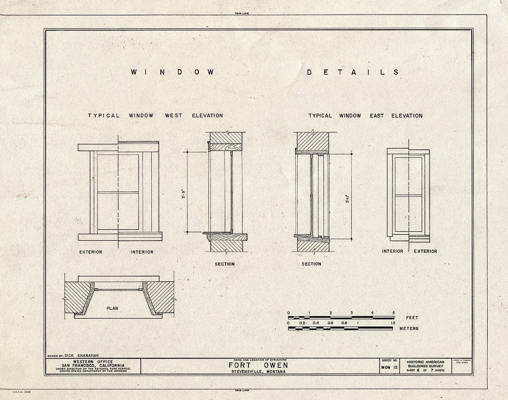 Historic Pictoric : Blueprint HABS Mont,41-STEV,3- (Sheet 6 of 7) - Fort Owen, U.S. Route 93, Stevensville, Ravalli County, MT