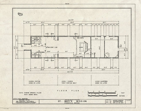 Historic Pictoric : Blueprint HABS Mont,41-STEV,1- (Sheet 2 of 15) - St. Mary's Mission (Roman Catholic), Stevensville, Ravalli County, MT