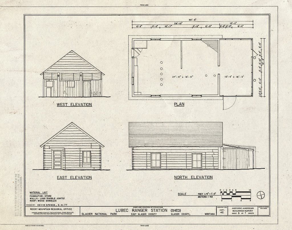 Historic Pictoric : Blueprint HABS Mont,18-Glace.V,1- (Sheet 5 of 7) - Lubec Ranger Station, West Glacier, Flathead County, MT