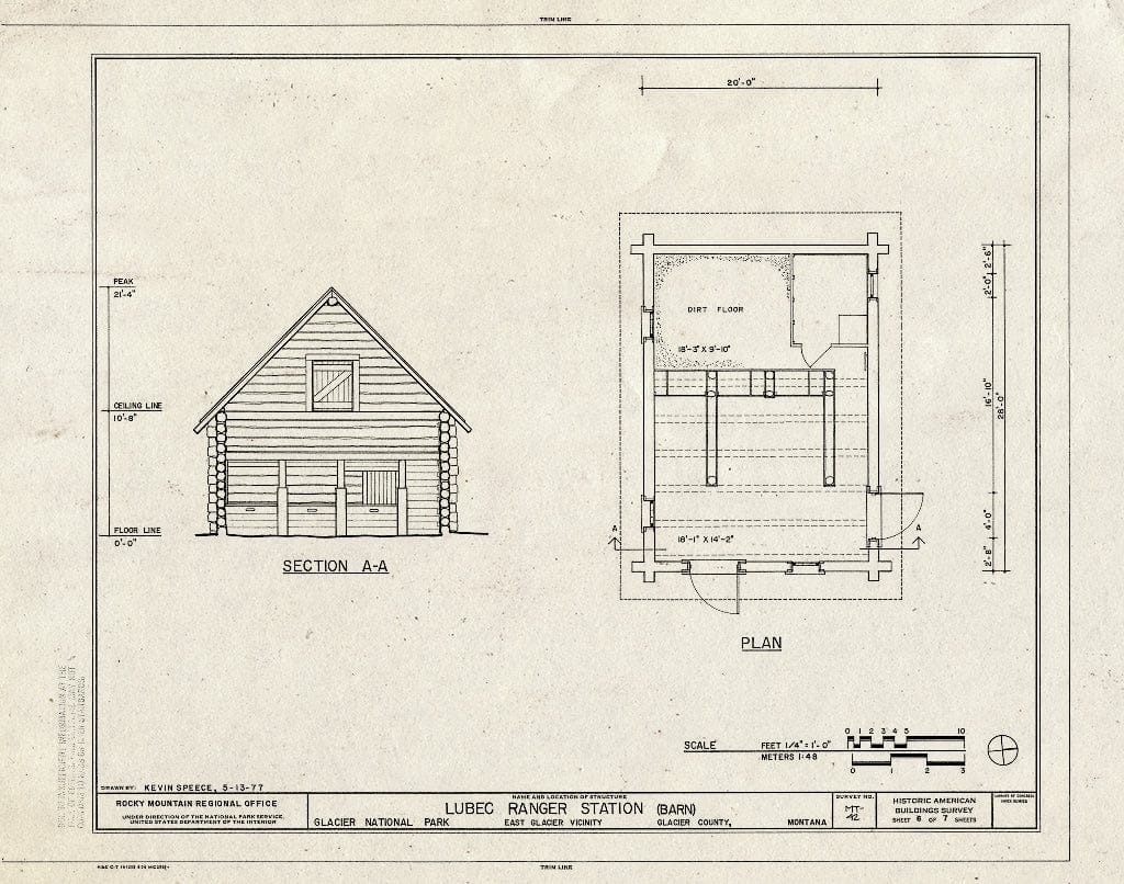 Historic Pictoric : Blueprint HABS Mont,18-Glace.V,1- (Sheet 6 of 7) - Lubec Ranger Station, West Glacier, Flathead County, MT