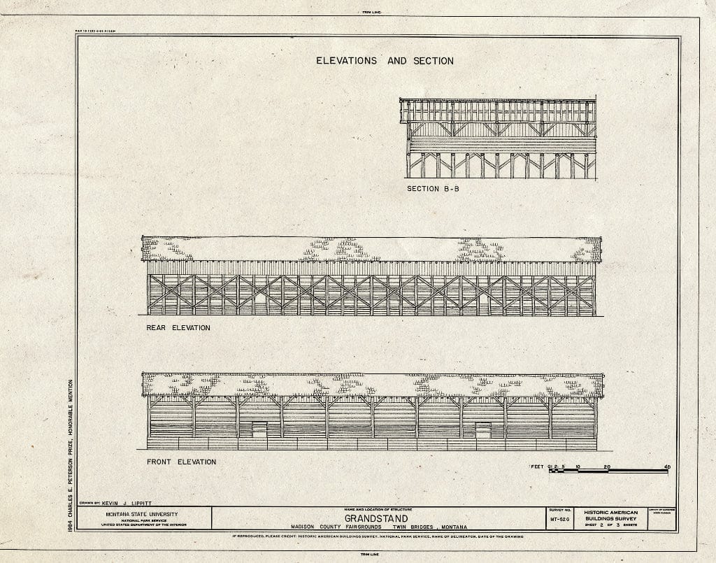 Historic Pictoric : Blueprint HABS Mont,29-TWIB,1-G- (Sheet 2 of 3) - Madison County Fairgrounds, Grandstand, Twin Bridges, Madison County, MT