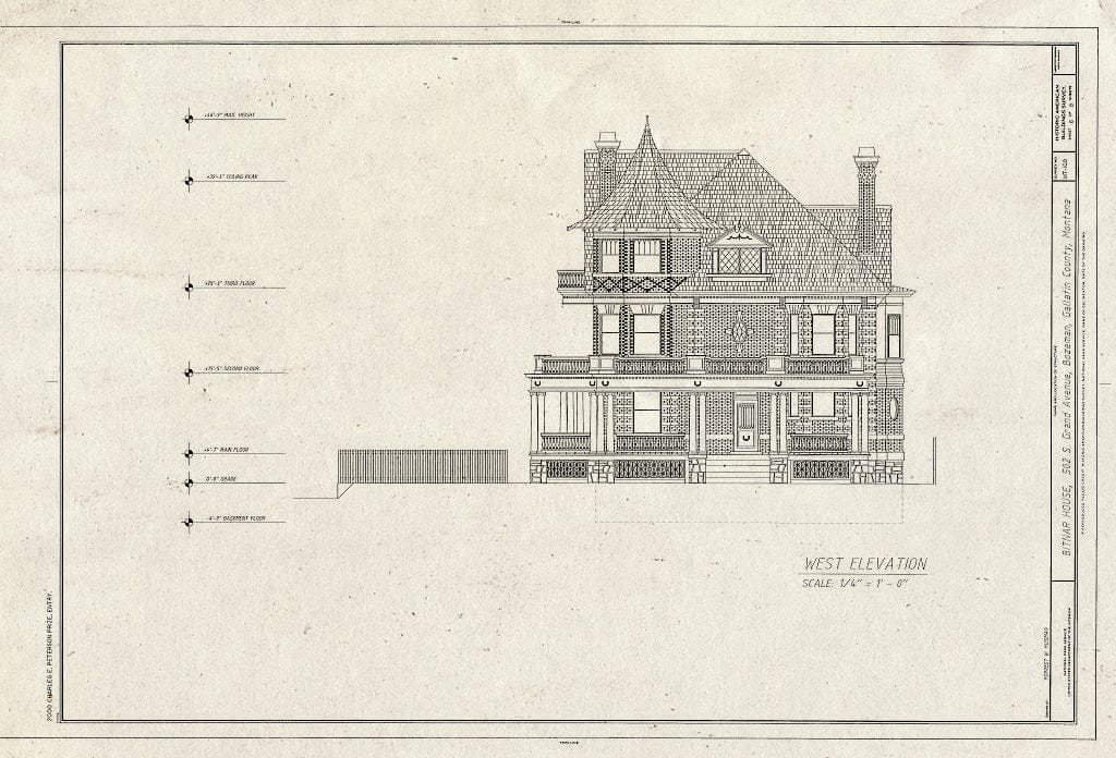 Historic Pictoric : Blueprint HABS Mont,16-BOZ,4- (Sheet 6 of 8) - Bitnar House, 502 South Grand Avenue, Bozeman, Gallatin County, MT