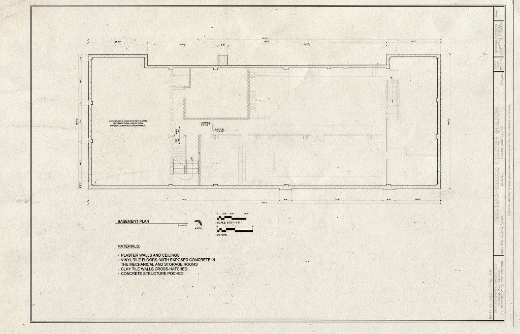 Historic Pictoric : Blueprint Basement Plan - Montana-Dakota Utilities Building, 2603 2nd Avenue North, Billings, Yellowstone County, MT
