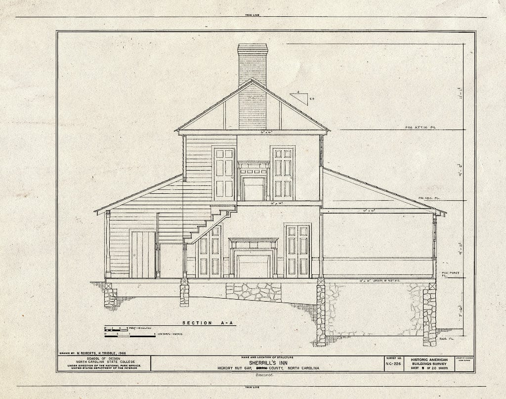 Historic Pictoric : Blueprint HABS NC,11-Hick,1- (Sheet 8 of 20) - Sherrill's Inn, Lake Lure, U.S. Route 74, Fairview, Buncombe County, NC