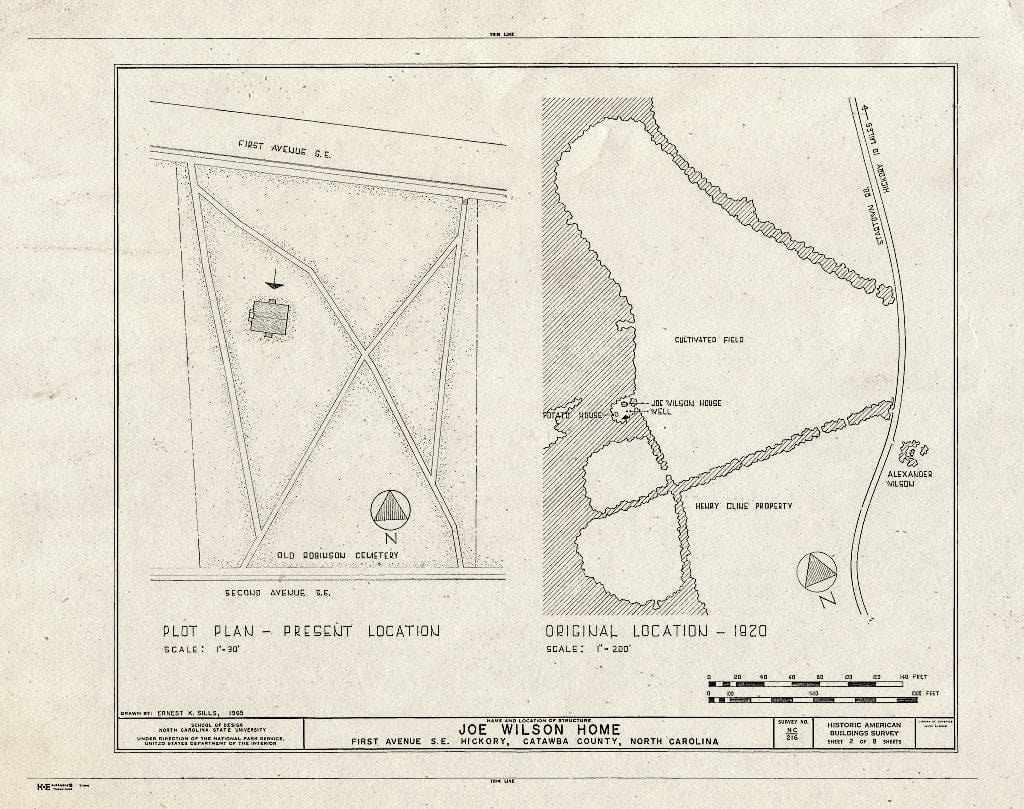 Historic Pictoric : Blueprint HABS NC,18-Hick,1- (Sheet 2 of 8) - Joe Wilson House, Old Robinson Cemetery (Moved from Startown Road), Hickory, Catawba County, NC