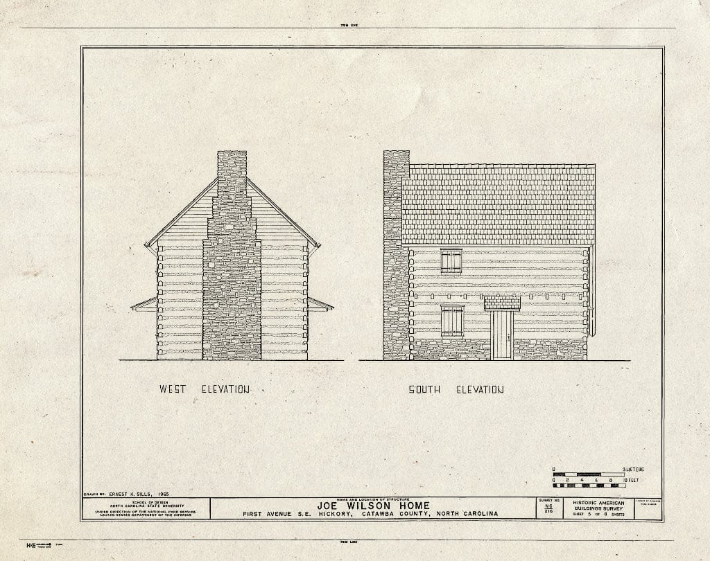 Historic Pictoric : Blueprint HABS NC,18-Hick,1- (Sheet 5 of 8) - Joe Wilson House, Old Robinson Cemetery (Moved from Startown Road), Hickory, Catawba County, NC