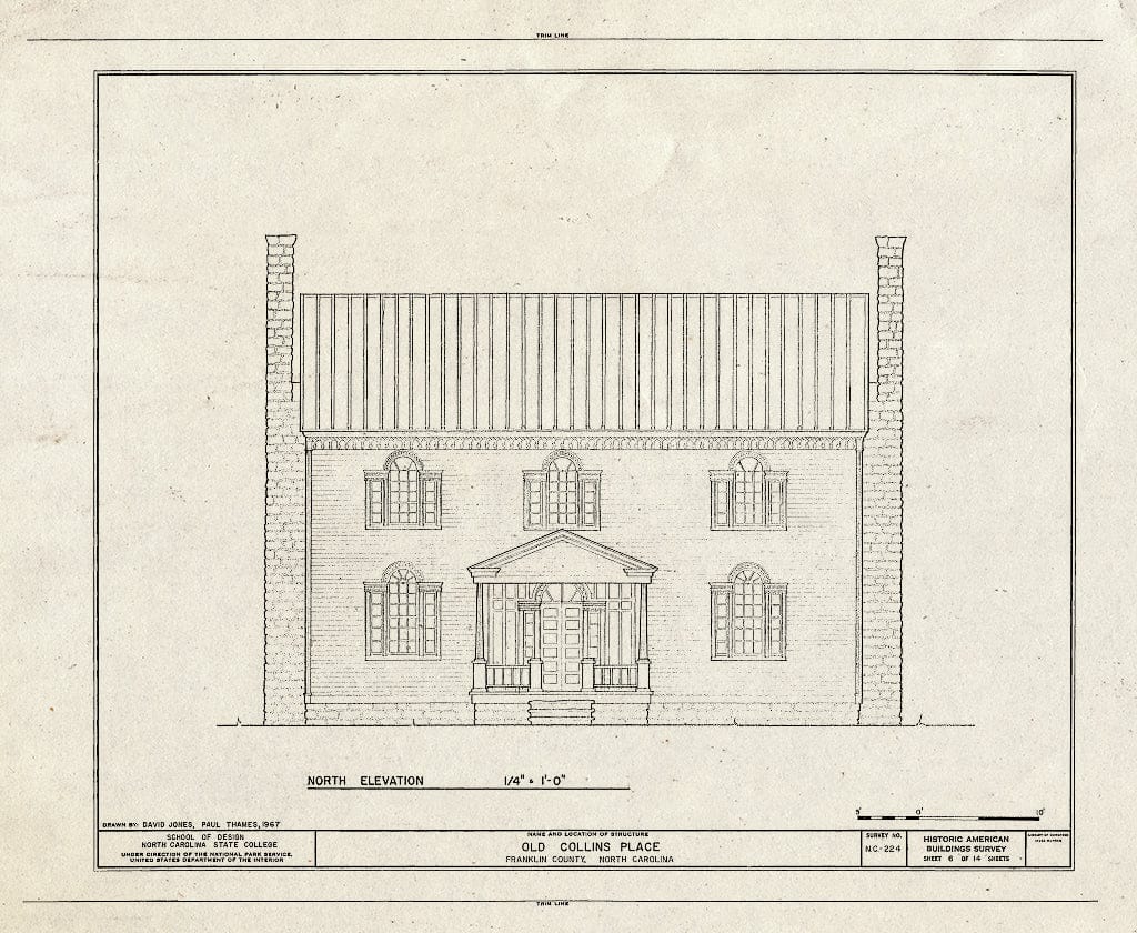 Historic Pictoric : Blueprint HABS NC,35-LOUBU.V,5- (Sheet 6 of 14) - Old Collins Place, State Route 561, Louisburg, Franklin County, NC