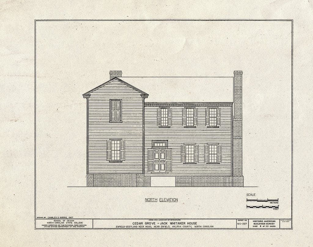 Historic Pictoric : Blueprint HABS NC,42-ENFI.V,1- (Sheet 5 of 20) - Cedar Grove, Scotland Neck Road, Enfield, Halifax County, NC