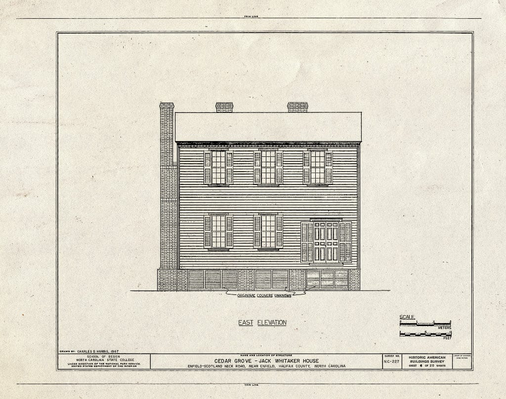 Historic Pictoric : Blueprint HABS NC,42-ENFI.V,1- (Sheet 6 of 20) - Cedar Grove, Scotland Neck Road, Enfield, Halifax County, NC
