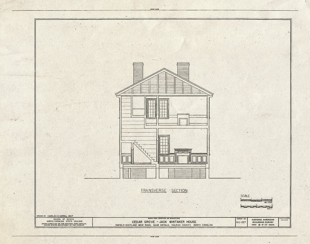 Historic Pictoric : Blueprint HABS NC,42-ENFI.V,1- (Sheet 10 of 20) - Cedar Grove, Scotland Neck Road, Enfield, Halifax County, NC