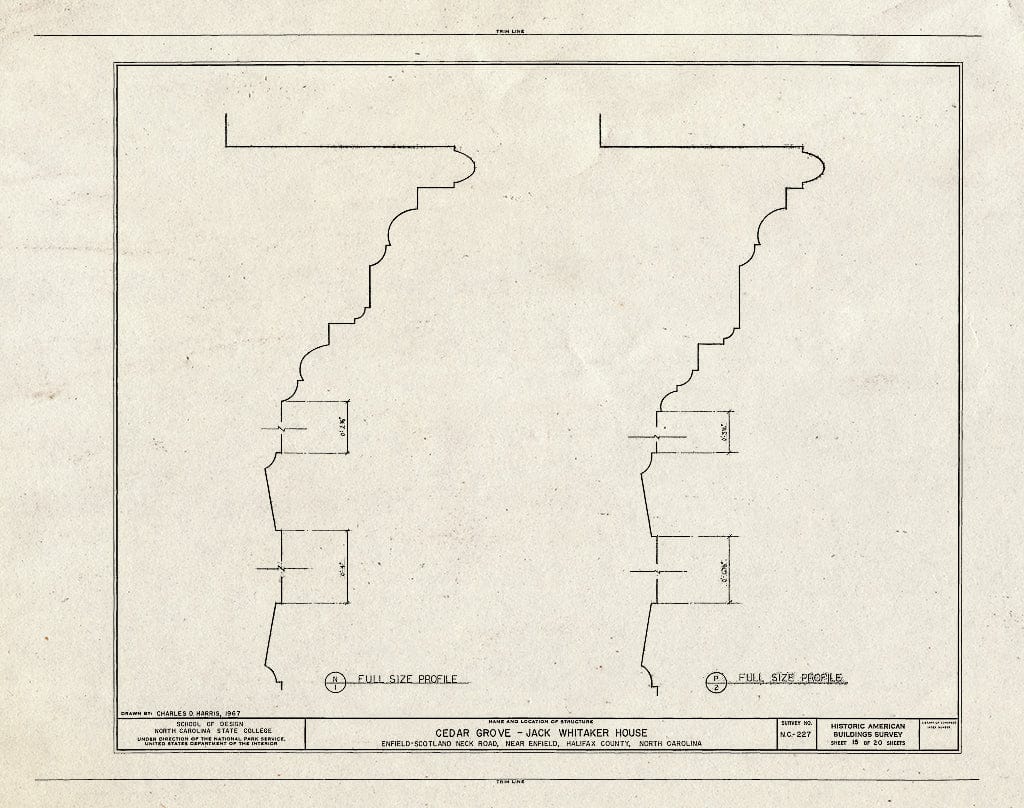 Historic Pictoric : Blueprint HABS NC,42-ENFI.V,1- (Sheet 15 of 20) - Cedar Grove, Scotland Neck Road, Enfield, Halifax County, NC