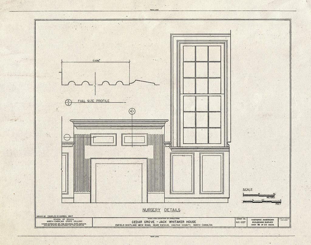 Historic Pictoric : Blueprint HABS NC,42-ENFI.V,1- (Sheet 16 of 20) - Cedar Grove, Scotland Neck Road, Enfield, Halifax County, NC