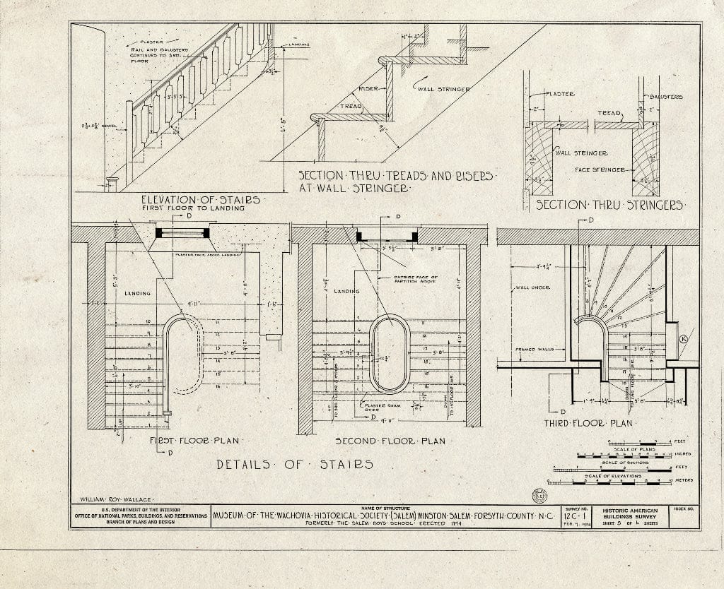 Historic Pictoric : Blueprint HABS NC,34-WINSA,6- (Sheet 5 of 6) - Salem Boys School, Main & Academy Streets, Winston-Salem, Forsyth County, NC