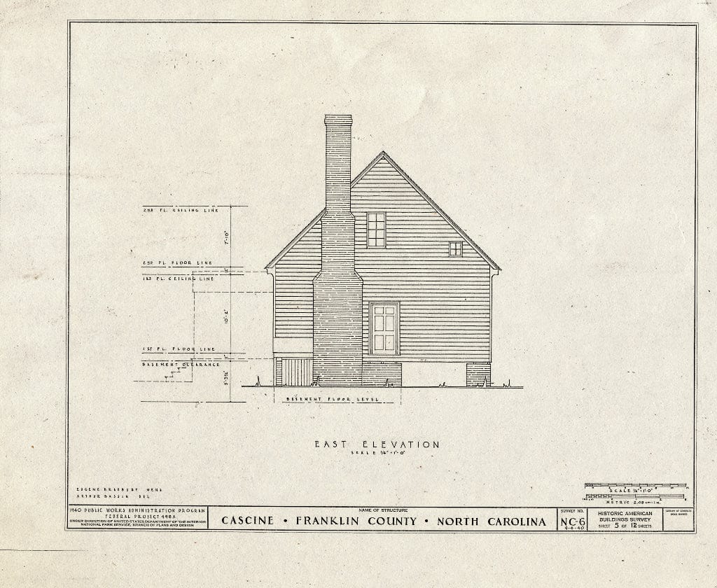Historic Pictoric : Blueprint HABS NC,35-LOUBU.V,1- (Sheet 5 of 12) - Cascine, State Route 1702, Louisburg, Franklin County, NC