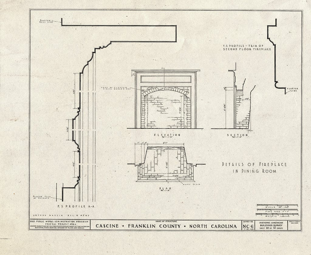 Historic Pictoric : Blueprint HABS NC,35-LOUBU.V,1- (Sheet 10 of 12) - Cascine, State Route 1702, Louisburg, Franklin County, NC