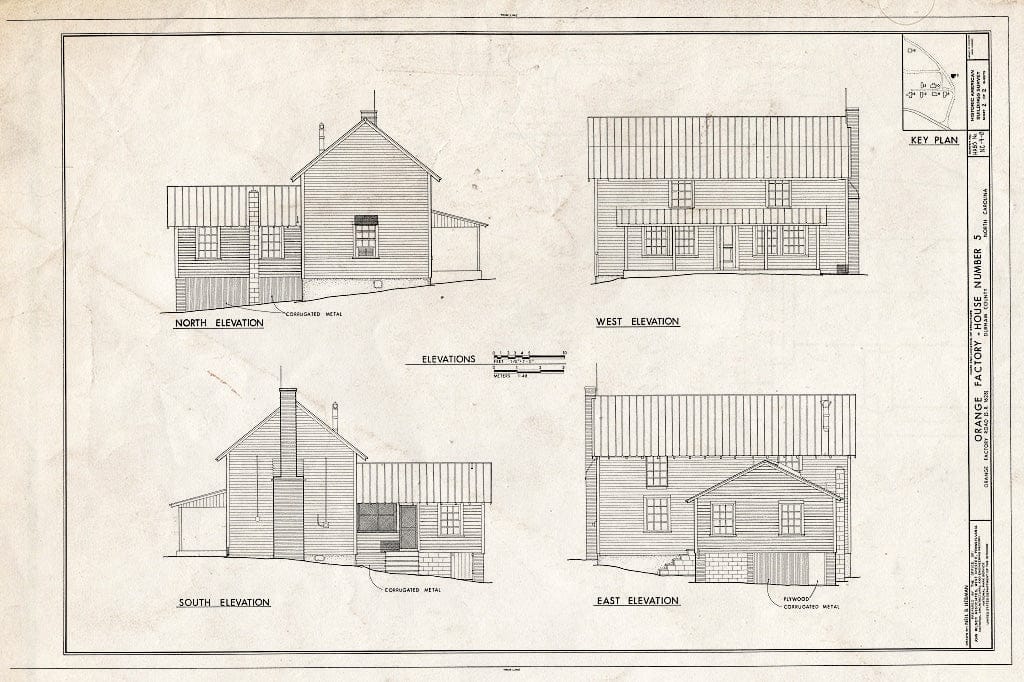 Historic Pictoric : Blueprint HABS NC,32-ORFA,3- (Sheet 2 of 2) - Orange Factory Village, House No. 5, Old Orange Factory Road (State Route 1628), Durham, Durham County, NC