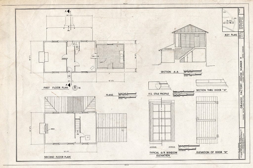 Historic Pictoric : Blueprint HABS NC,32-ORFA,5- (Sheet 2 of 2) - Orange Factory Village, House No. 9, Old Orange Factory Road (State Route 1628), Durham, Durham County, NC