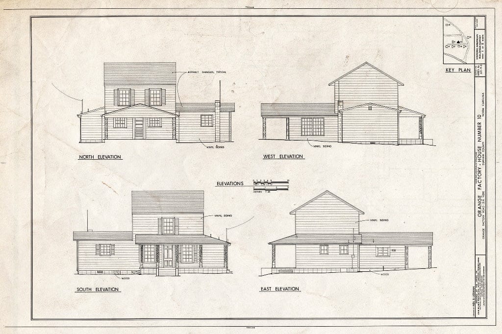 Historic Pictoric : Blueprint HABS NC,32-ORFA,6- (Sheet 1 of 2) - Orange Factory Village, House No. 10, Old Orange Factory Road (State Route 1628), Durham, Durham County, NC