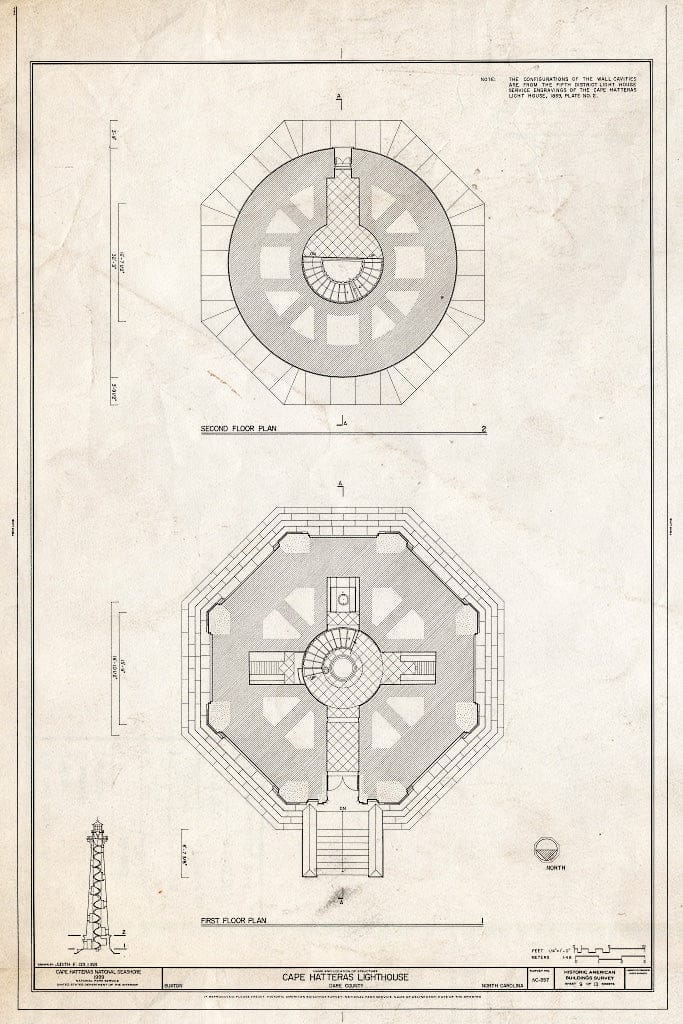 Historic Pictoric : Blueprint HABS NC,28-BUXT,1- (Sheet 9 of 13) - Cape Hatteras Lighthouse, 46379 Lighthouse Road, Buxton, Dare County, NC