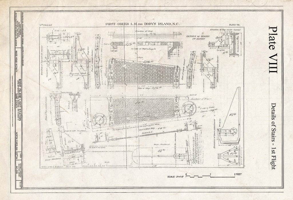 Historic Pictoric : Blueprint HABS NC-395 (Sheet 22 of 36) - Bodie Island Light Station, Off Highway 12, Nags Head, Dare County, NC