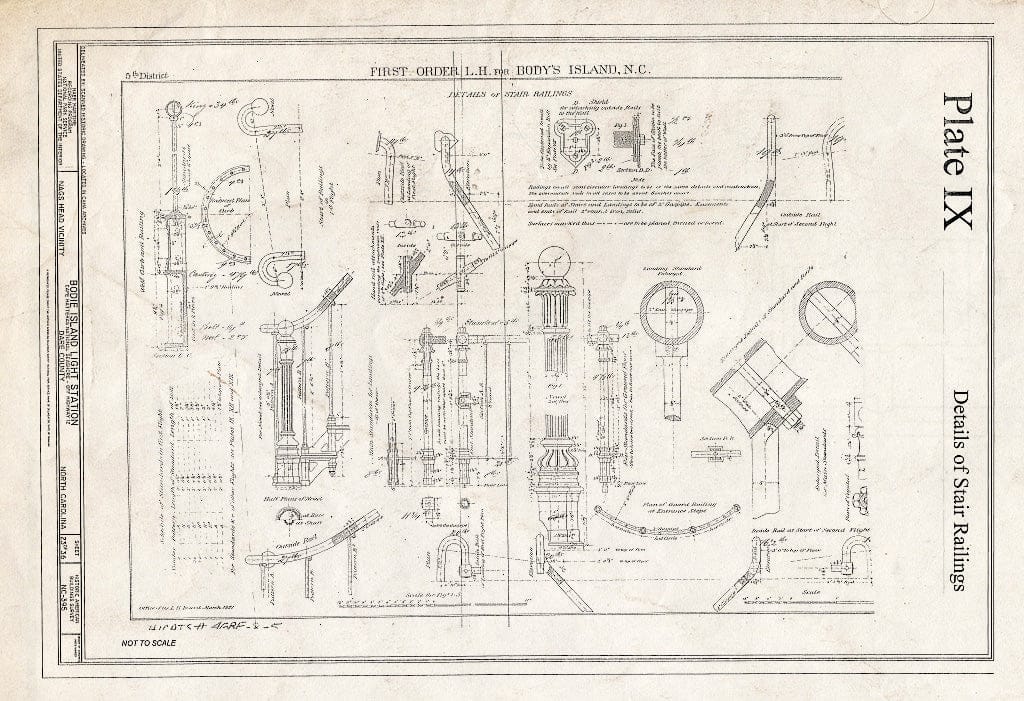 Historic Pictoric : Blueprint HABS NC-395 (Sheet 23 of 36) - Bodie Island Light Station, Off Highway 12, Nags Head, Dare County, NC