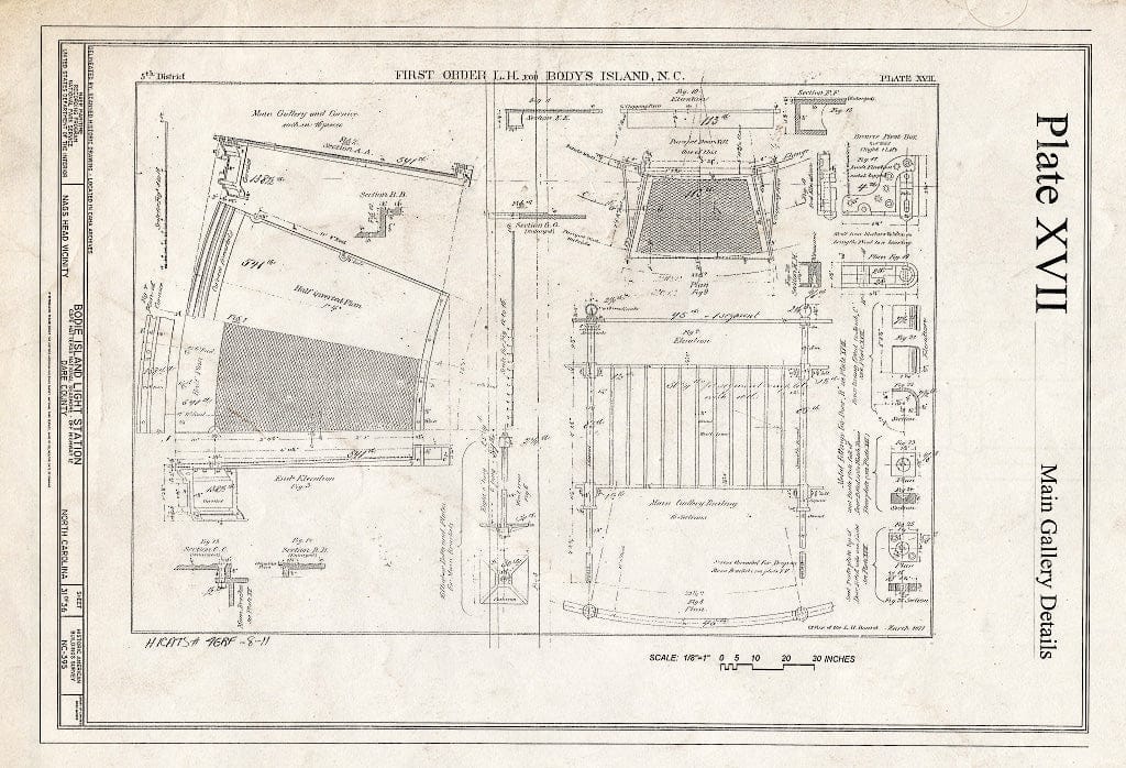 Historic Pictoric : Blueprint HABS NC-395 (Sheet 31 of 36) - Bodie Island Light Station, Off Highway 12, Nags Head, Dare County, NC