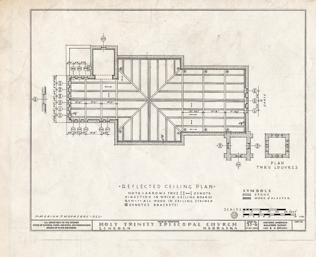 Historic Pictoric : Blueprint HABS NEB,55-LINC,3- (Sheet 4 of 20) - Holy Trinity Episcopal Church, 1200 J Street, Lincoln, Lancaster County, NE