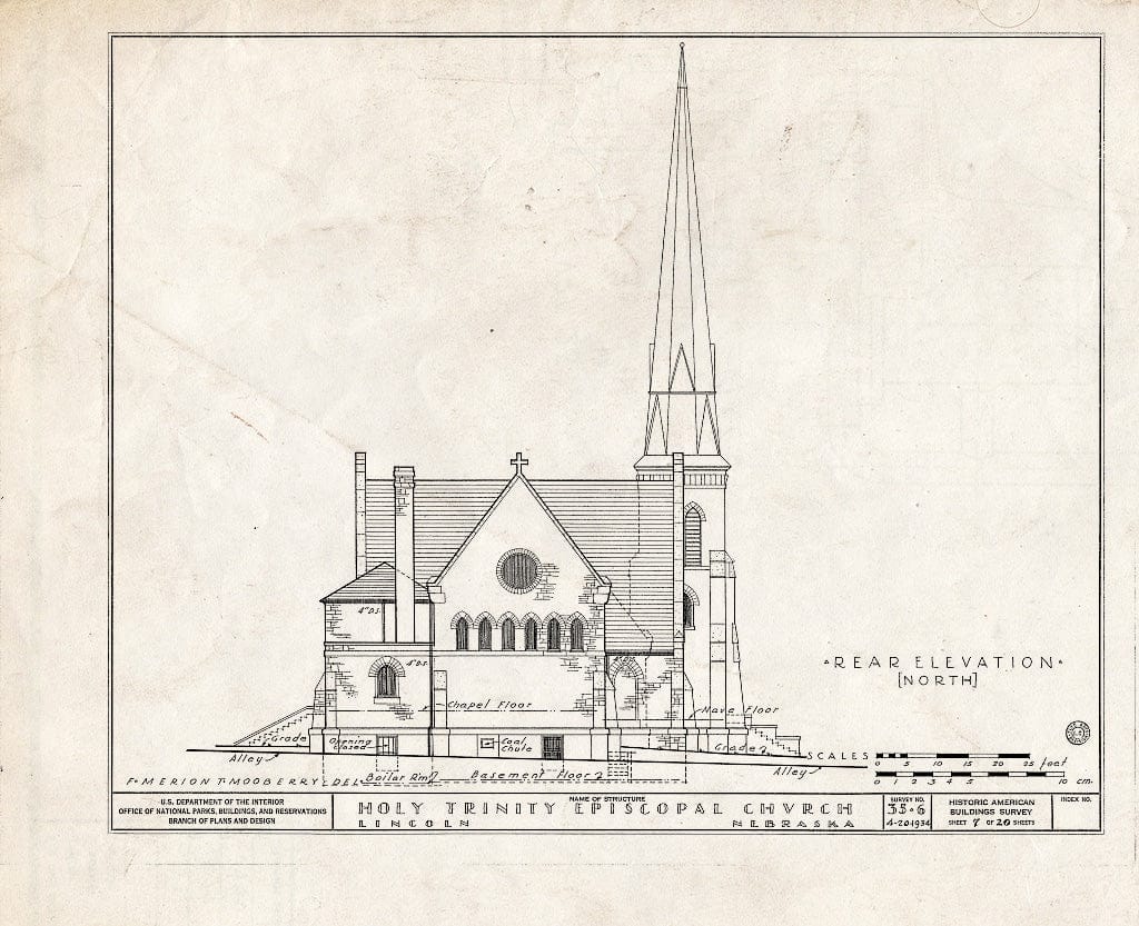 Historic Pictoric : Blueprint HABS NEB,55-LINC,3- (Sheet 7 of 20) - Holy Trinity Episcopal Church, 1200 J Street, Lincoln, Lancaster County, NE