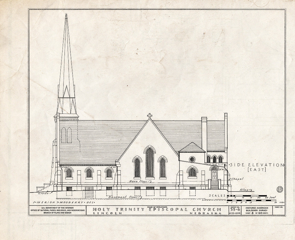 Historic Pictoric : Blueprint HABS NEB,55-LINC,3- (Sheet 8 of 20) - Holy Trinity Episcopal Church, 1200 J Street, Lincoln, Lancaster County, NE