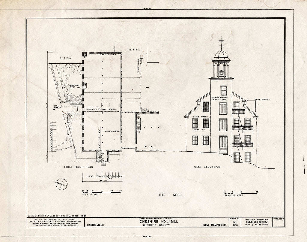 Historic Pictoric : Blueprint HABS NH,3-HAR,3- (Sheet 2 of 4) - Cheshire Number One Mill, Main & Grove Streets, Harrisville, Cheshire County, NH