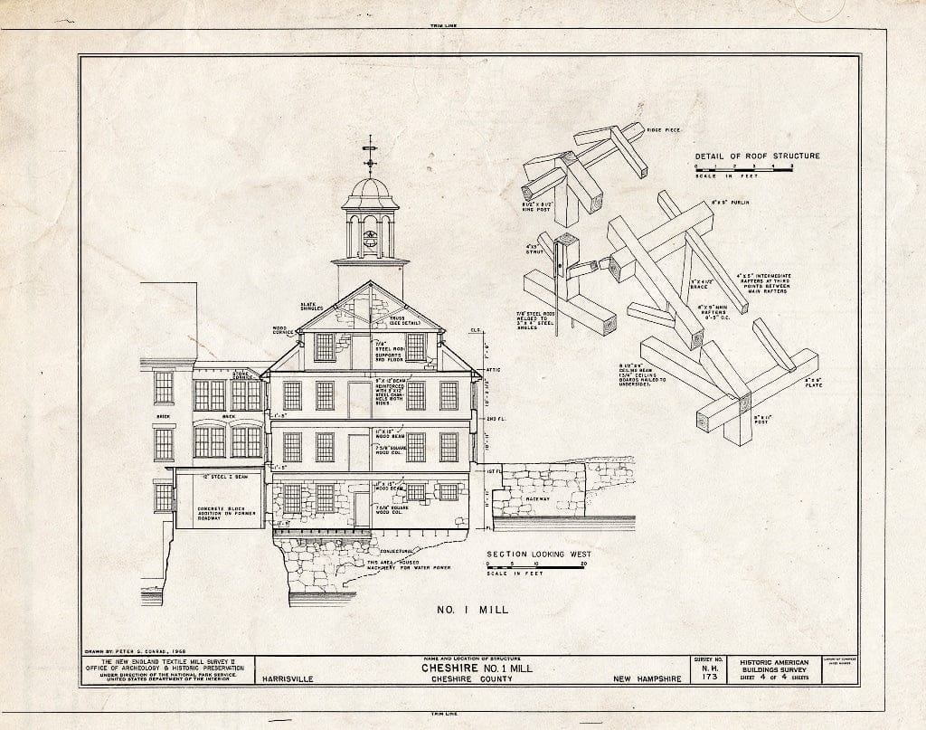 Historic Pictoric : Blueprint HABS NH,3-HAR,3- (Sheet 4 of 4) - Cheshire Number One Mill, Main & Grove Streets, Harrisville, Cheshire County, NH