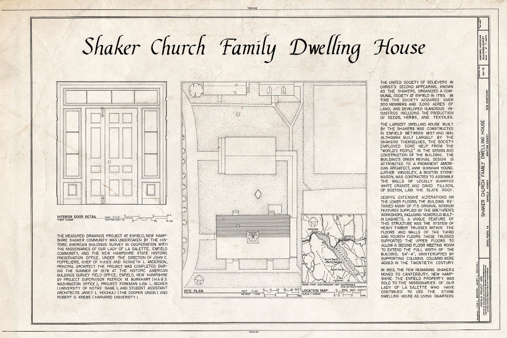 Historic Pictoric : Blueprint HABS NH,5-ENFI.V,1A- (Sheet 1 of) - Shaker Church Family Dwelling House, State Route 4A, Enfield, Grafton County, NH