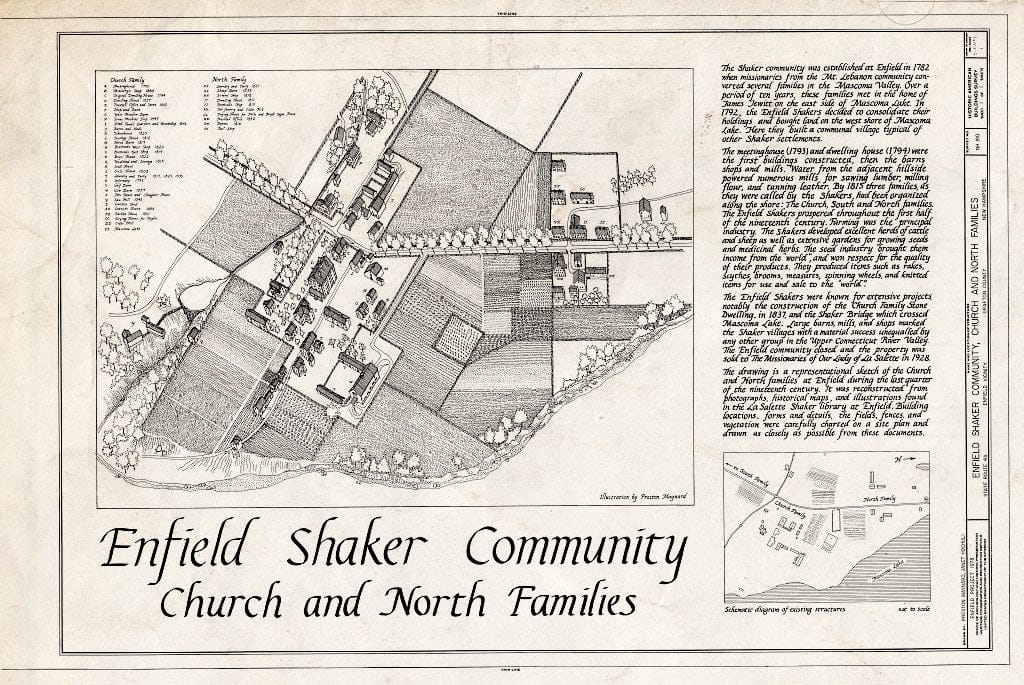 Historic Pictoric : Blueprint HABS NH,5-ENFI.V,1- (Sheet 1 of 1) - Shaker Church Family General Views, State Route 4A, Enfield, Grafton County, NH