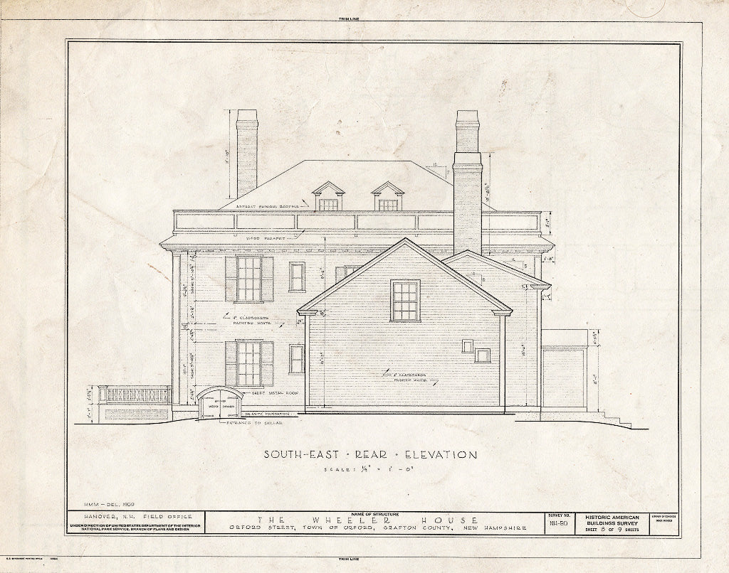 Historic Pictoric : Blueprint HABS NH,5-ORF,3- (Sheet 8 of 9) - Wheeler House, Orford Street, Orford, Grafton County, NH