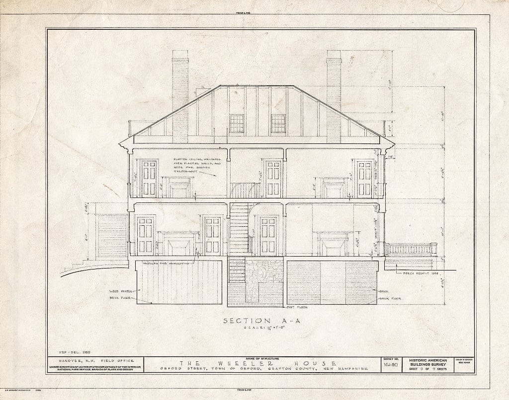 Historic Pictoric : Blueprint HABS NH,5-ORF,3- (Sheet 9 of 9) - Wheeler House, Orford Street, Orford, Grafton County, NH