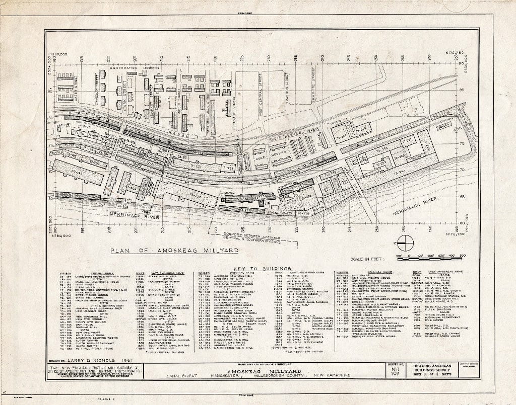 Historic Pictoric : Blueprint HABS NH,6-MANCH,2- (Sheet 2 of 4) - Amoskeag Millyard, Canal Street, Manchester, Hillsborough County, NH