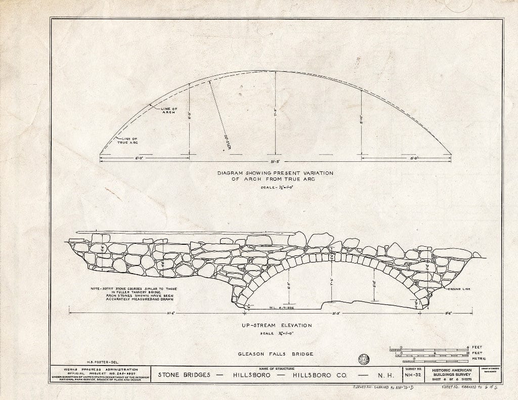 Historic Pictoric : Blueprint HABS NH,6-Hill.V,1D- (Sheet 2 of 2) - Gleason Falls Bridge, Spanning Beard Brook, Hillsboro, Hillsborough County, NH