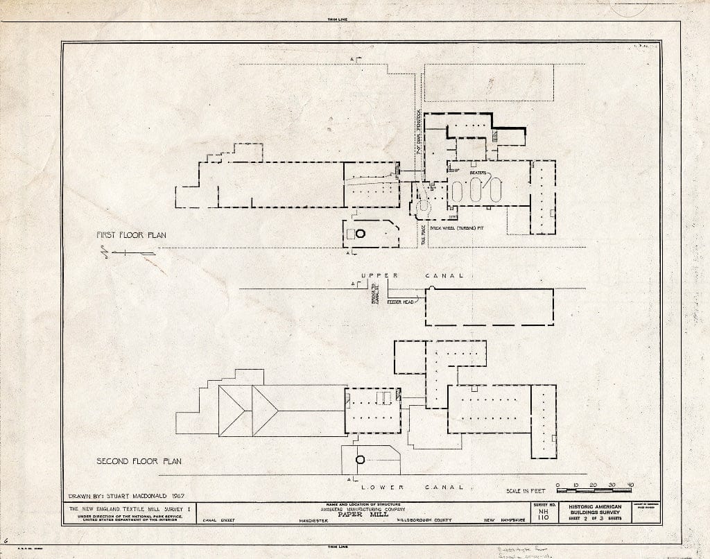 Historic Pictoric : Blueprint HABS NH,6-MANCH,2/2- (Sheet 2 of 3) - Amoskeag Manufacturing Company, Paper Mill, Canal Street, Manchester, Hillsborough County, NH