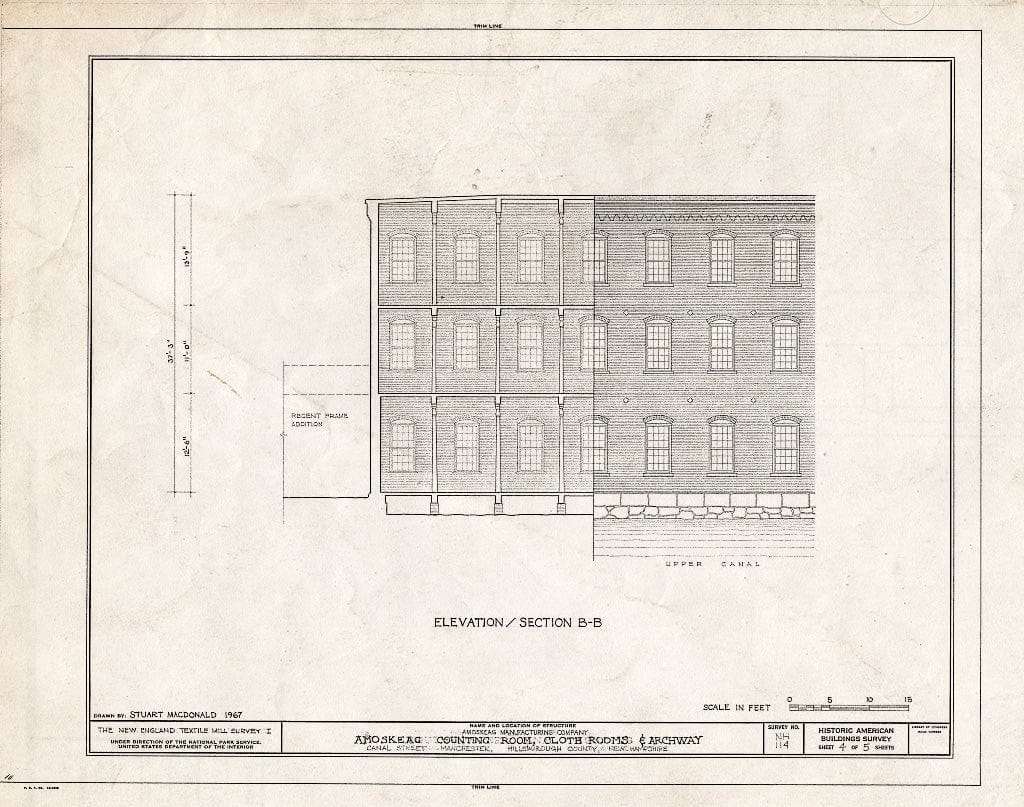 Historic Pictoric : Blueprint HABS NH,6-MANCH,2/1A- (Sheet 4 of 5) - Amoskeag Counting Rooms, Cloth Rooms & Archway, Canal Street, Manchester, Hillsborough County, NH