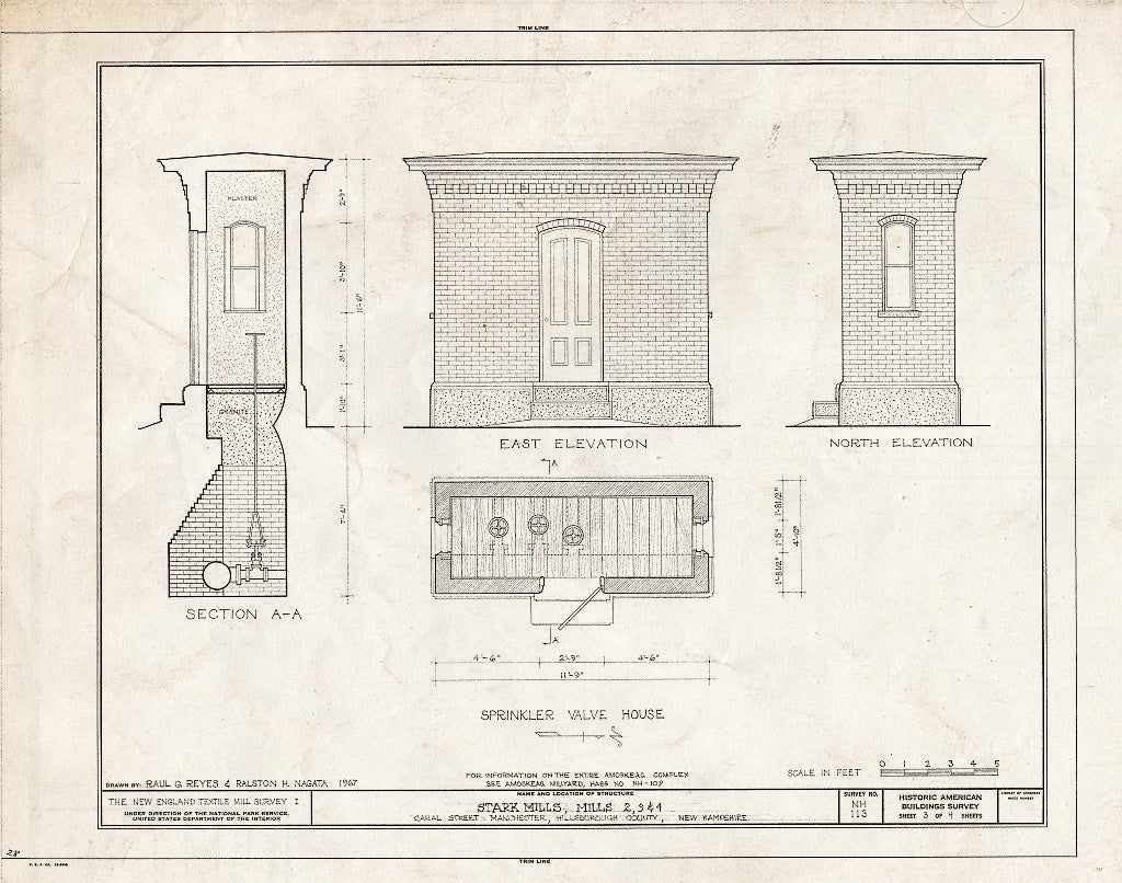 Historic Pictoric : Blueprint HABS NH,6-MANCH,2/4A- (Sheet 3 of 4) - Stark Mills, Mills Nos. 2, 3, 4, Canal Street, Manchester, Hillsborough County, NH