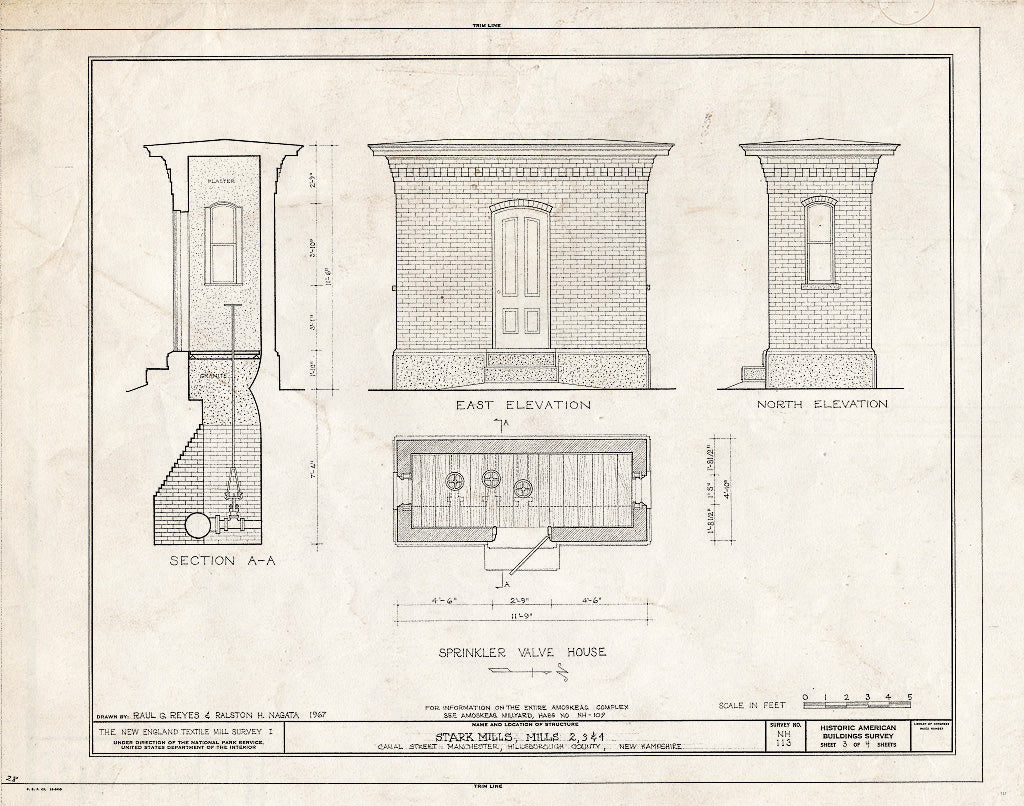 Historic Pictoric : Blueprint HABS NH,6-MANCH,2/4A- (Sheet 3 of 4) - Stark Mills, Mills Nos. 2, 3, 4, Canal Street, Manchester, Hillsborough County, NH