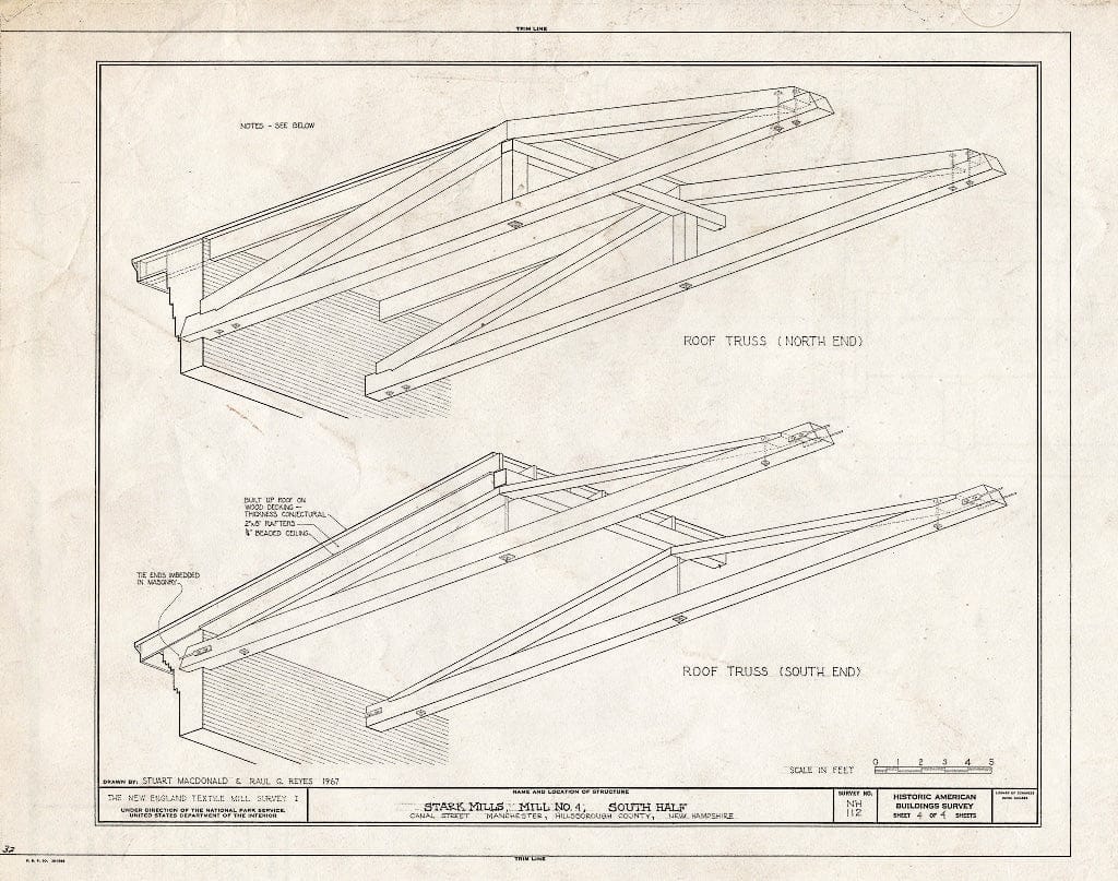 Historic Pictoric : Blueprint HABS NH,6-MANCH,2/4B- (Sheet 4 of 4) - Stark Mills, Mill No. 4, South Half, Canal Street, Manchester, Hillsborough County, NH