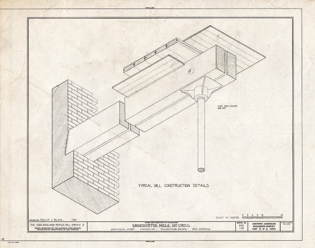 Historic Pictoric : Blueprint HABS NH,6-MANCH,2/3A- (Sheet 5 of 5) - Manchester Mills, No. 1 Mill, Commercial Street, Manchester, Hillsborough County, NH
