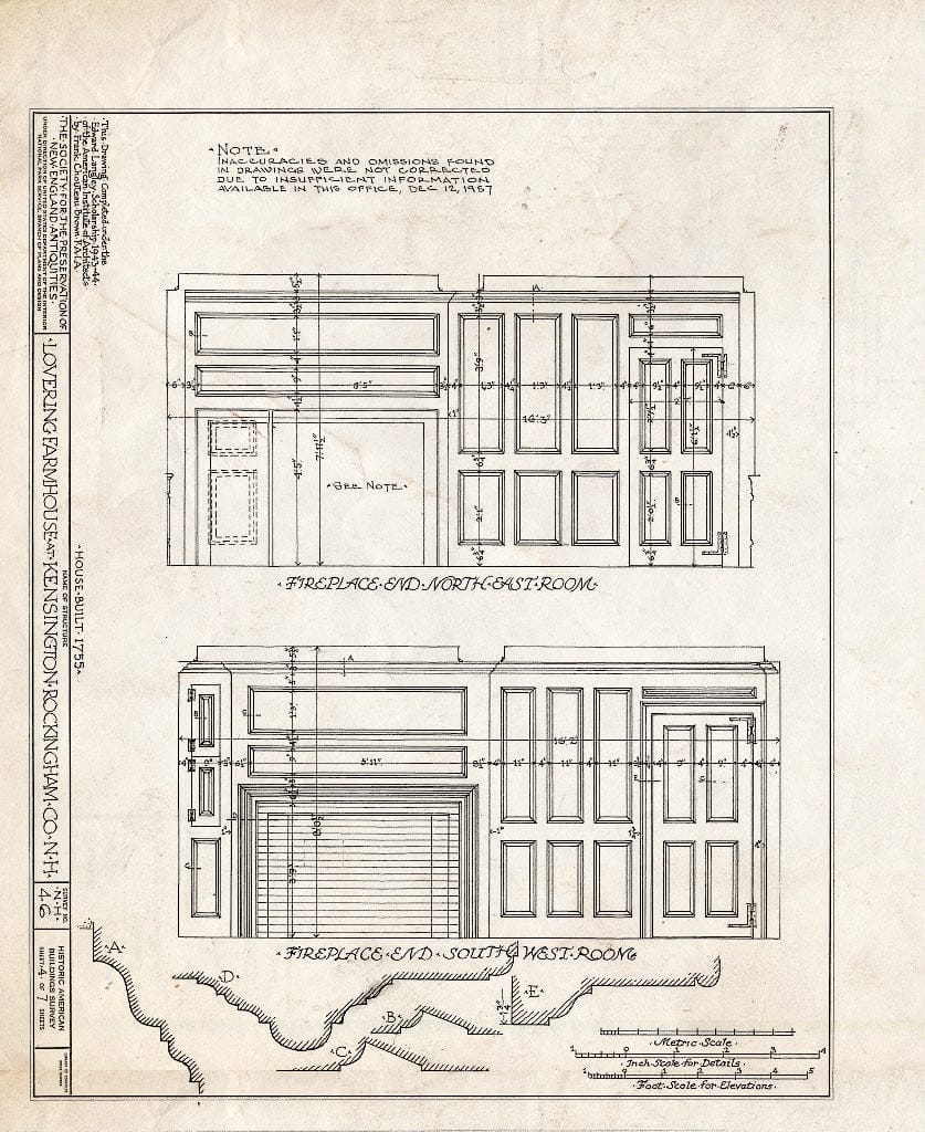 Historic Pictoric : Blueprint HABS NH,8-Kensi,1- (Sheet 4 of 7) - Lovering Farmhouse, Kensington, Rockingham County, NH
