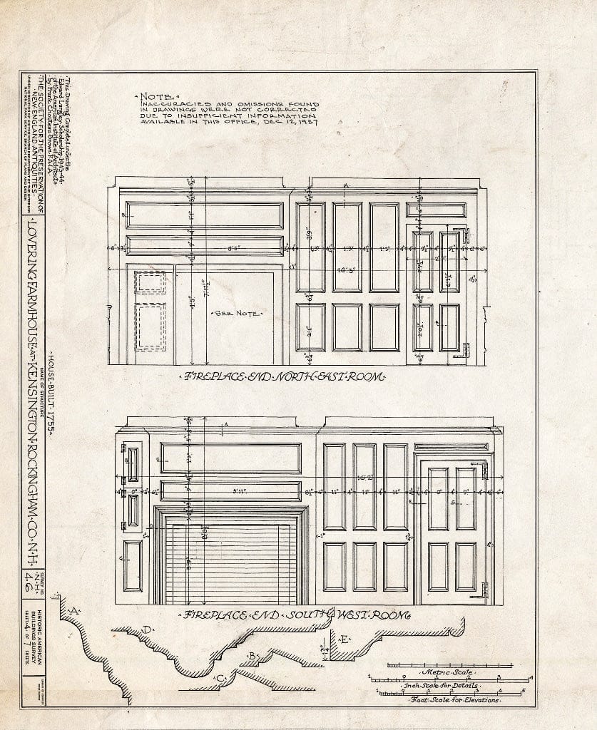 Historic Pictoric : Blueprint HABS NH,8-Kensi,1- (Sheet 4 of 7) - Lovering Farmhouse, Kensington, Rockingham County, NH