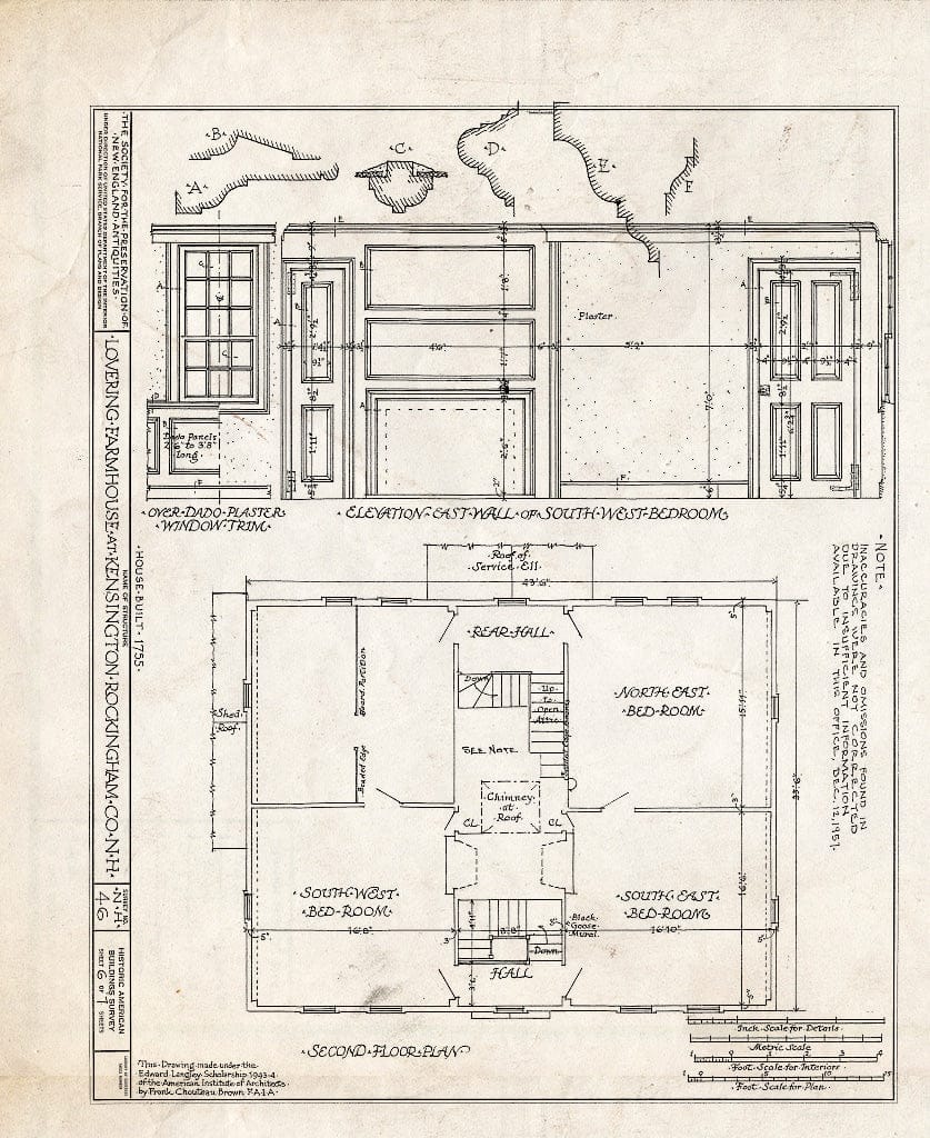 Historic Pictoric : Blueprint HABS NH,8-Kensi,1- (Sheet 6 of 7) - Lovering Farmhouse, Kensington, Rockingham County, NH