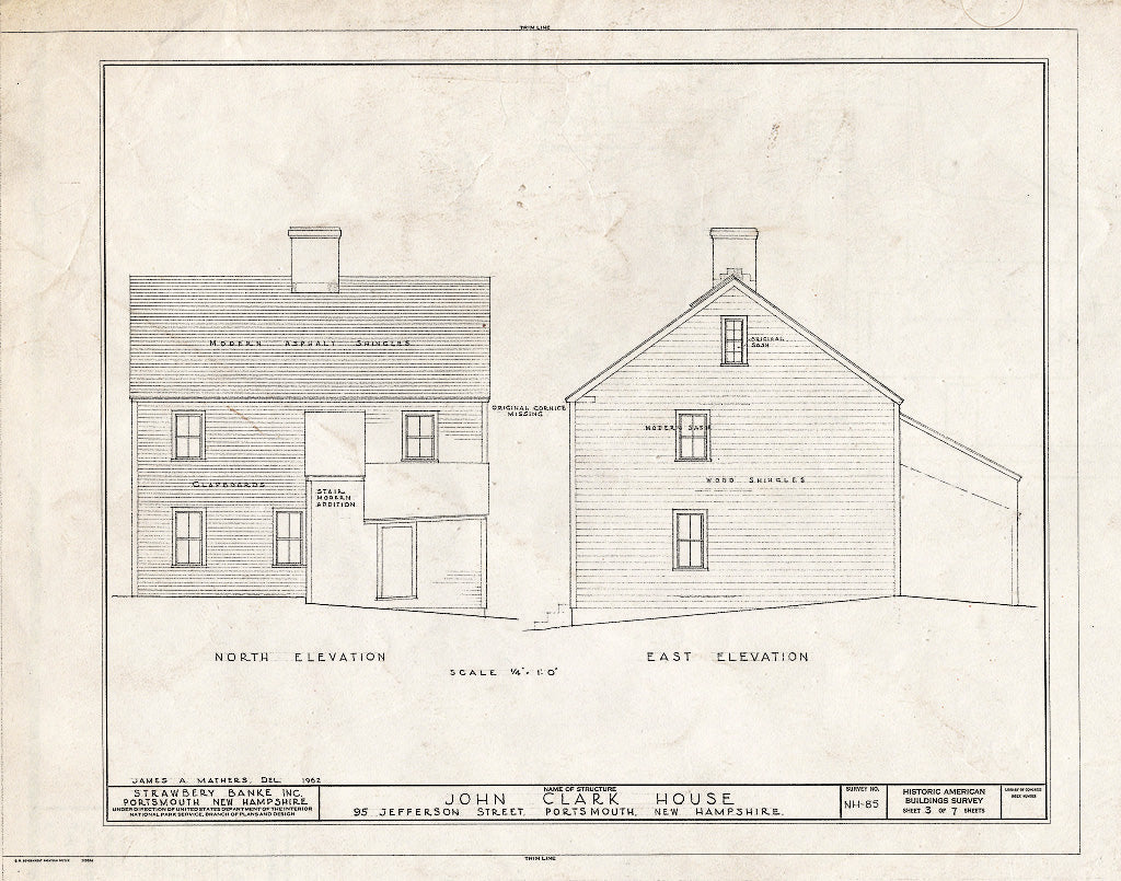 Historic Pictoric : Blueprint HABS NH,8-Port,141- (Sheet 3 of 7) - John Clark House, 95 Jefferson Street, Portsmouth, Rockingham County, NH