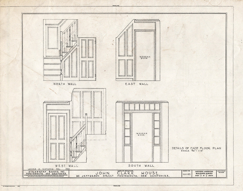 Historic Pictoric : Blueprint HABS NH,8-Port,141- (Sheet 7 of 7) - John Clark House, 95 Jefferson Street, Portsmouth, Rockingham County, NH